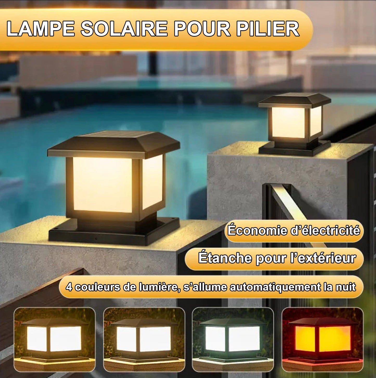 Éclairage solaire pour pilier de portail