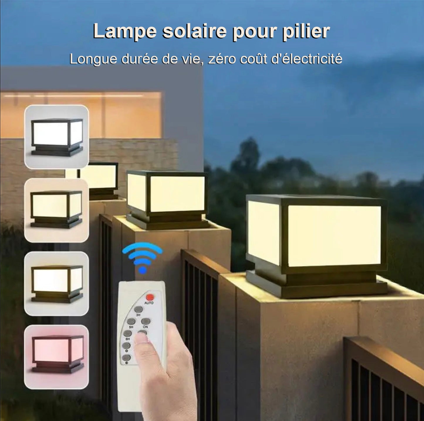 Éclairage solaire pour pilier de portail