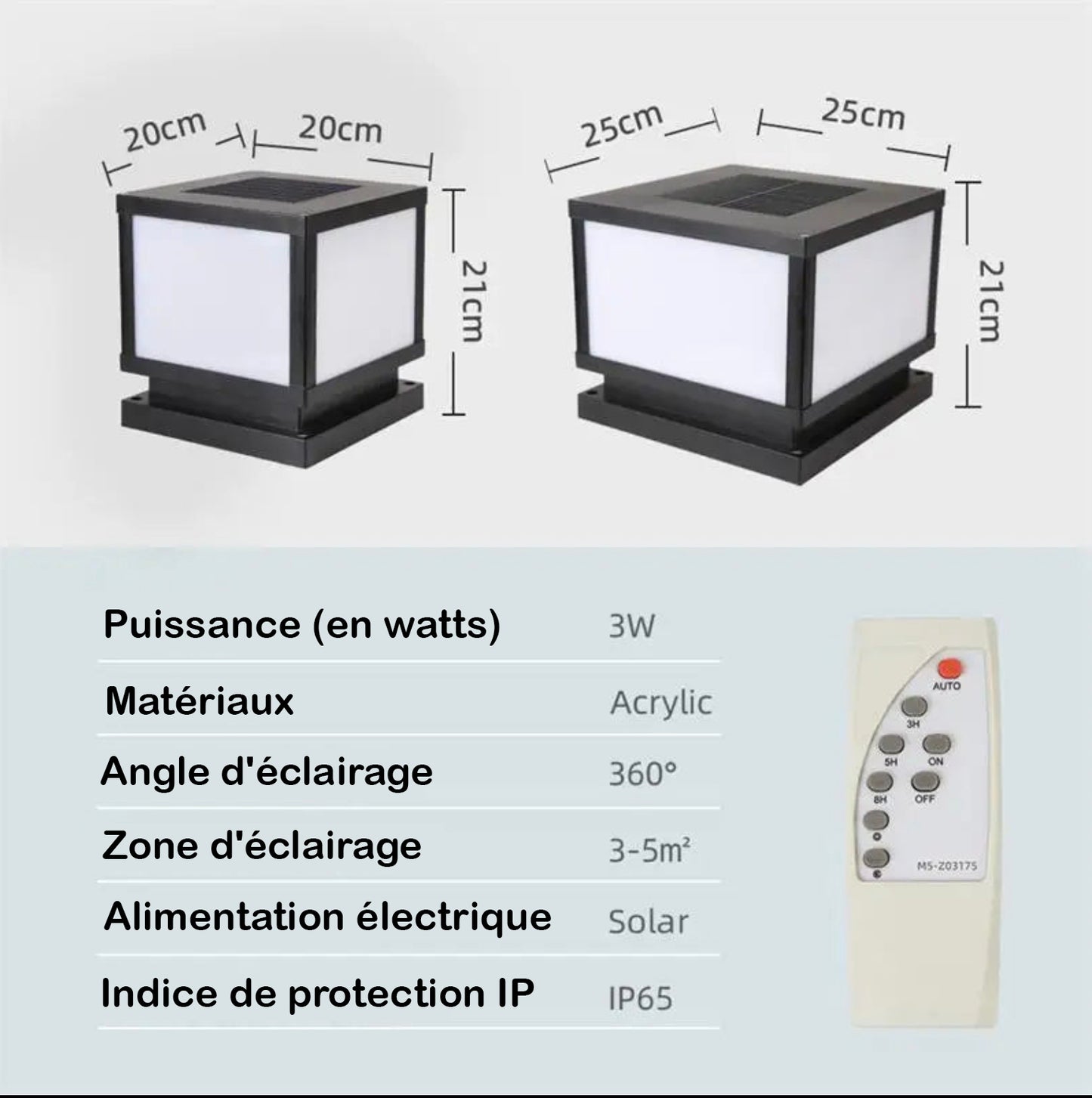 Éclairage solaire pour pilier de portail